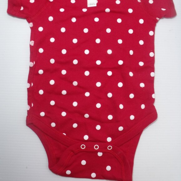 Rabbit Skins Girls Short Sleeve Red Polka Dot Body Suit 6 Months - Picture 2 of 5